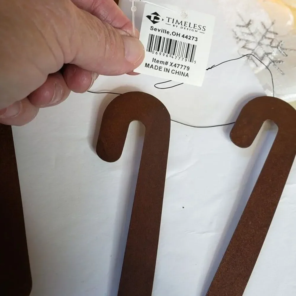 NEW Rusty Crusty Metal Christmas Candy Cane Garland Set of 4 Farmhouse
